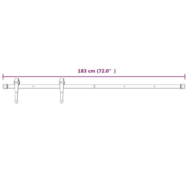 The Living Store Schuifdeur Massief Grenenhout 80x3.6x210 - Stalen Schuifrails - Ruimtebesparend - Breed toepasbaar