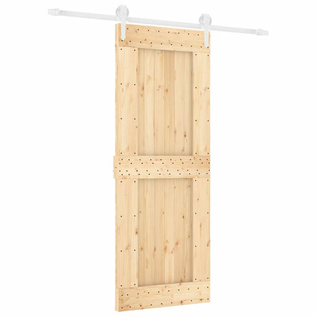 The Living Store Schuifdeur Massief Grenenhout - 80 x 3.6 x 210 cm - Wit - Draagvermogen 80 kg