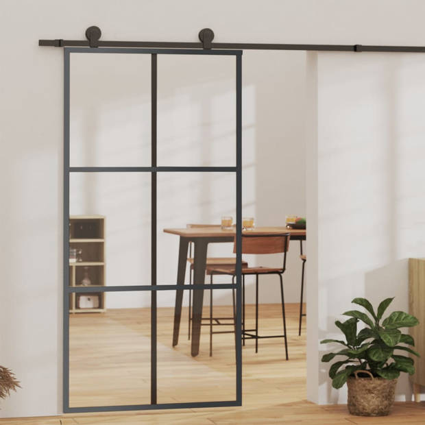 The Living Store Schuifdeur Transparant ESG-glas en Aluminium - 102 x 205 cm - Geruisloze Deurdemper