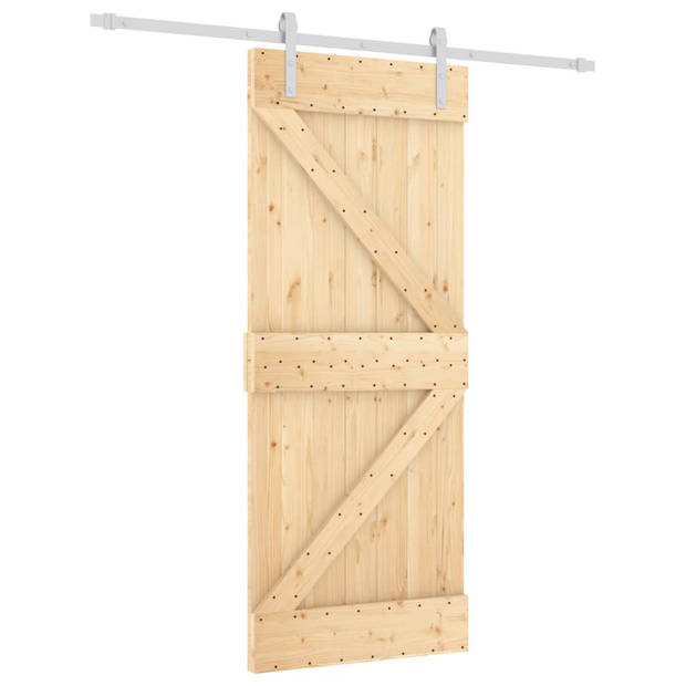 The Living Store Schuifdeur Massief Grenenhout - 85 x 3.6 x 210 cm - Wit - Ruimtebesparend