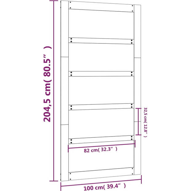 The Living Store Schuifdeur Massief Grenenhout - 100 x 1.8 x 204.5 cm - Wit