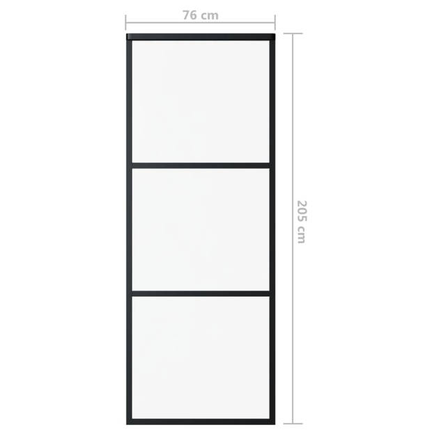 The Living Store Schuifdeur Transparant ESG-glas - 76 x 205 cm - Geruisloos - Aluminium Frame - Montage vereist - Zwart
