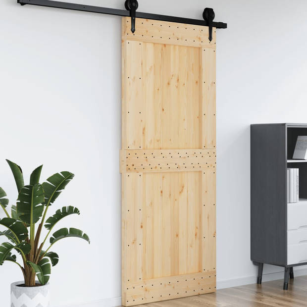 The Living Store Schuifdeur Massief Grenenhout - 95 x 3.6 x 210 cm - Ruimtebesparend