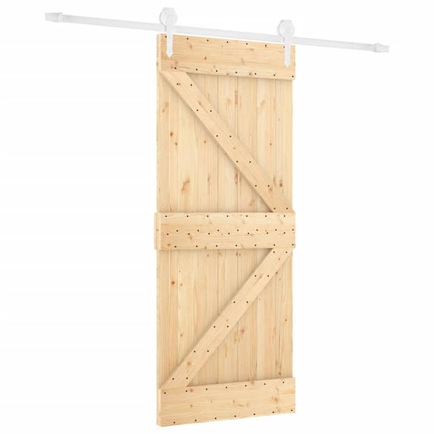 The Living Store Schuifdeur Massief Grenenhout - 80x3.6x210 cm - Stil en Soepel Schuiven