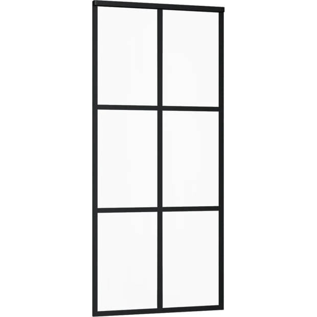 The Living Store Schuifdeur Transparant ESG-glas en Aluminium - 90 x 205 cm - Geruisloos