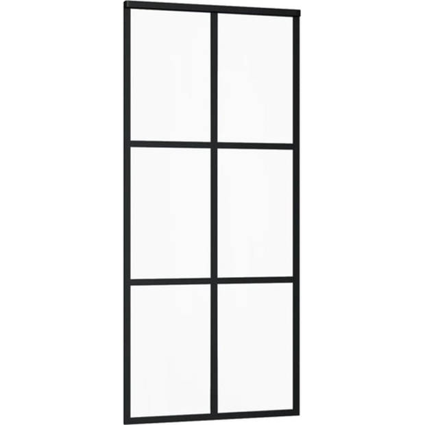 The Living Store Schuifdeur Transparant ESG-glas en Aluminium - 90 x 205 cm - Geruisloos