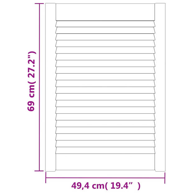 The Living Store Louvredeur - Kastdeur - 69 x 49.4 cm - Massief grenenhout