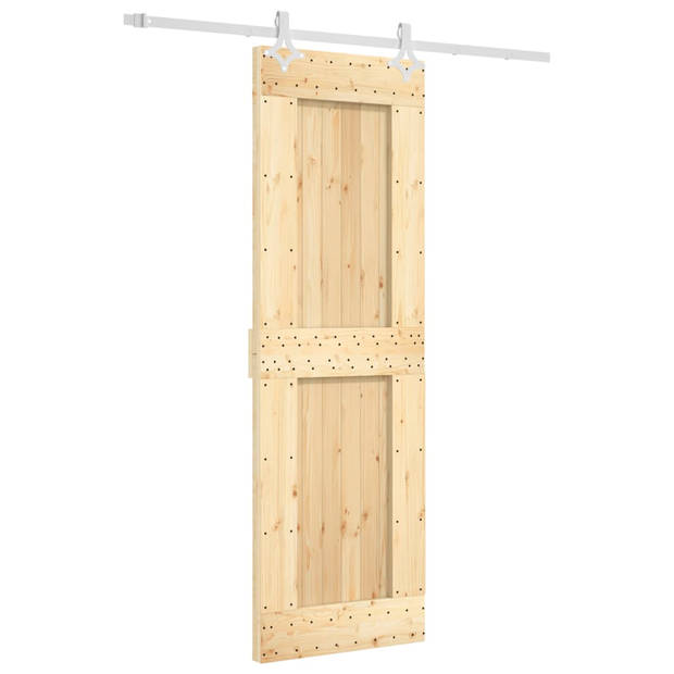 The Living Store Schuifdeur 70 x 3.6 x 210 cm - Massief grenenhout - Staal - Wit - Draagvermogen 80 kg