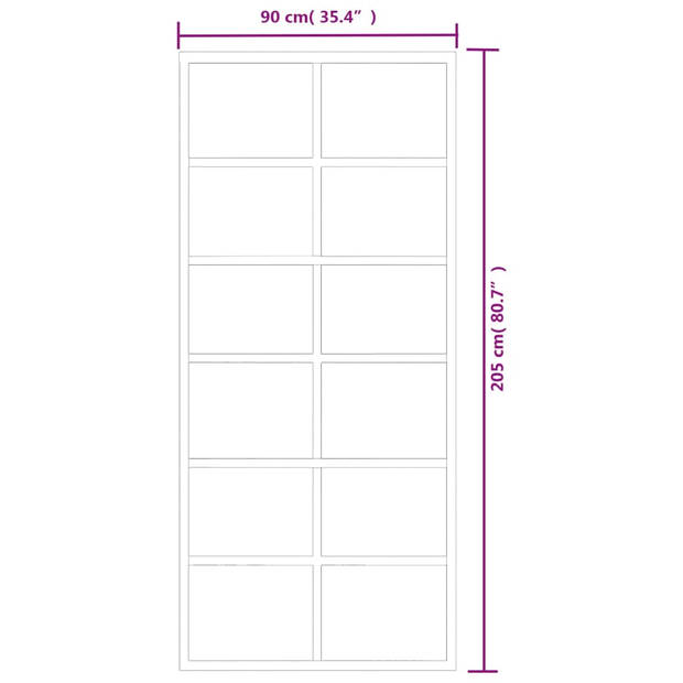 The Living Store Schuifdeur - Transparant ESG-glas - Aluminium - 90 x 205 cm - Geruisloos