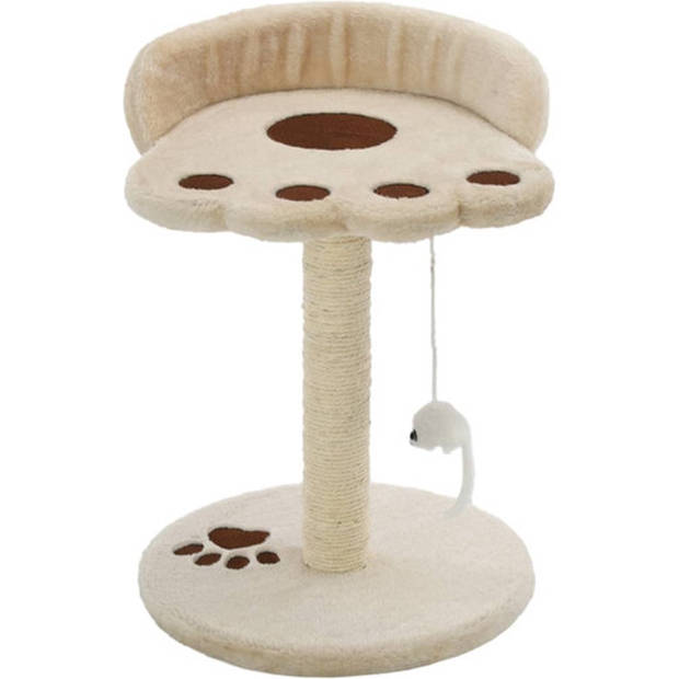 The Living Store Kattenkrabpaal - beige/bruin - 30x30x40 cm - pluche/sisal