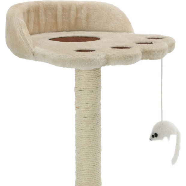 The Living Store Kattenkrabpaal - beige/bruin - 30x30x40 cm - pluche/sisal