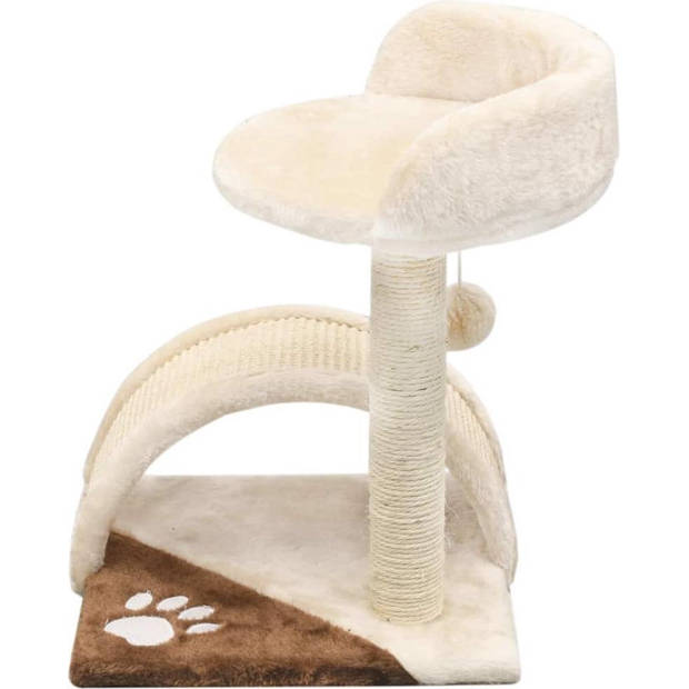 The Living Store Kattenkrabpaal - 30 x 30 x 40 cm - Beige/Bruin/Zwart