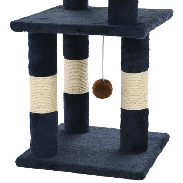 The Living Store Kattenkrabpaal - Blauw - 30 x 30 x 65 cm - Met sisal touw