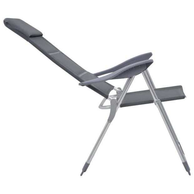 The Living Store Campingstoelen - Grijs - Aluminium - 58x69x86-111cm - Verstelbaar in 5 posities