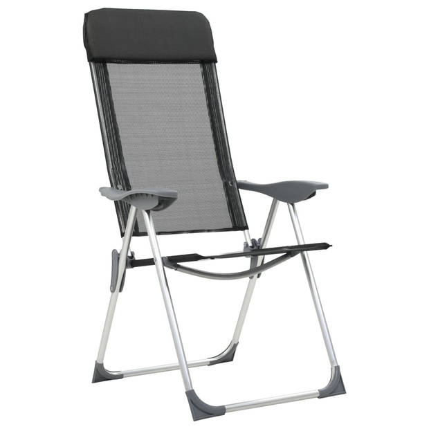 The Living Store Campingstoelen - 4-delige set - Inklapbaar - Aluminium - 57 x 73.5 x 111 cm - Zwart