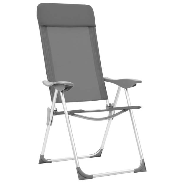 vidaXL Campingstoelen 4 st inklapbaar aluminium grijs