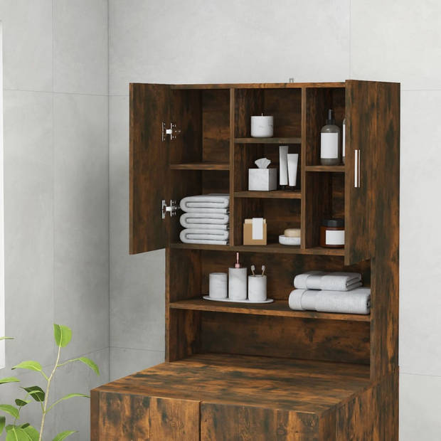 The Living Store Waskast - Gerookt Eiken - 70.5 x 25.5 x 90 cm - hoogwaardig hout