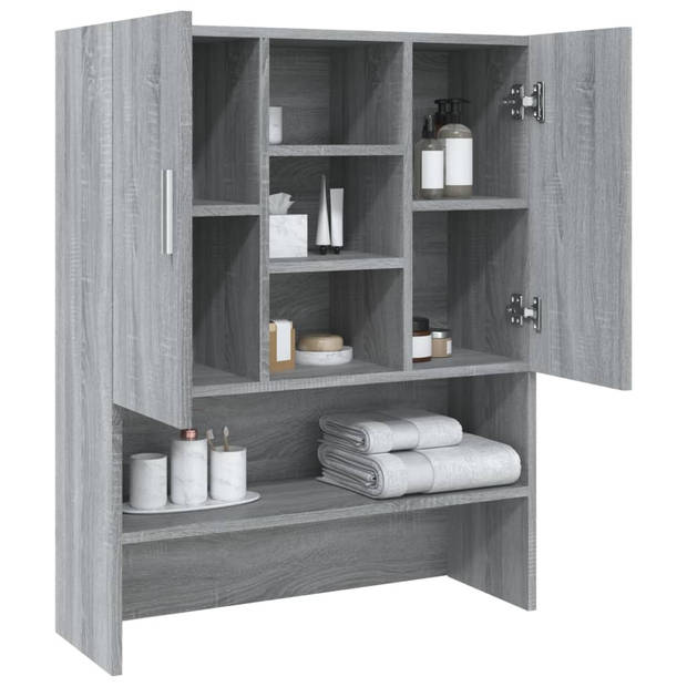 The Living Store Waskast Grijs Sonoma Eiken - 70.5 x 25.5 x 90 cm - Bewerkt Hout