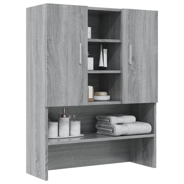 The Living Store Waskast Grijs Sonoma Eiken - 70.5 x 25.5 x 90 cm - Bewerkt Hout