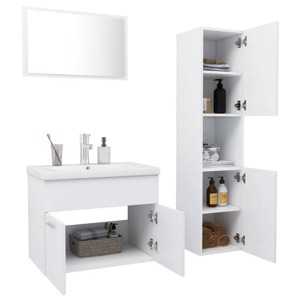 The Living Store Badkamermeubelset - Wit - 60 x 38.5 x 46 cm - 5 vakken - 2 deuren