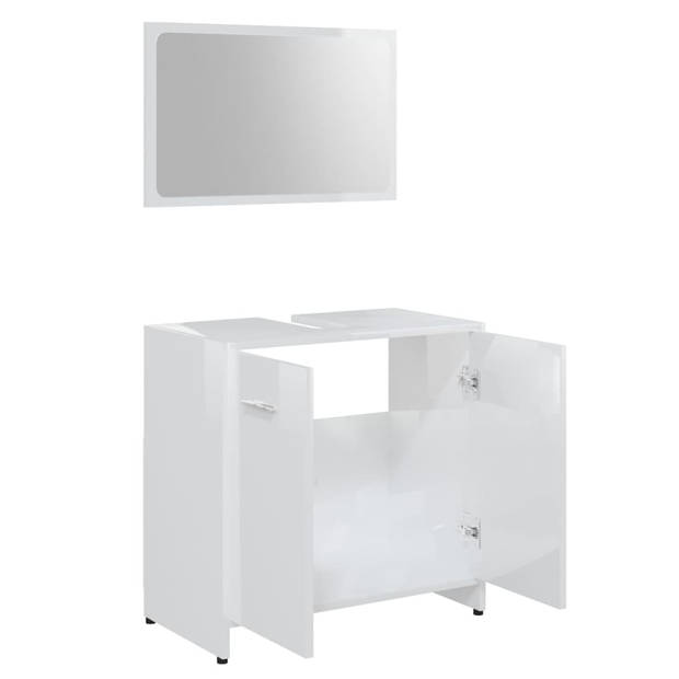 The Living Store Badkamermeubelset - Hoogglans wit - 60 x 33 x 61 cm - Spiegel 60 x 37 cm - 1 vak en 2 deuren