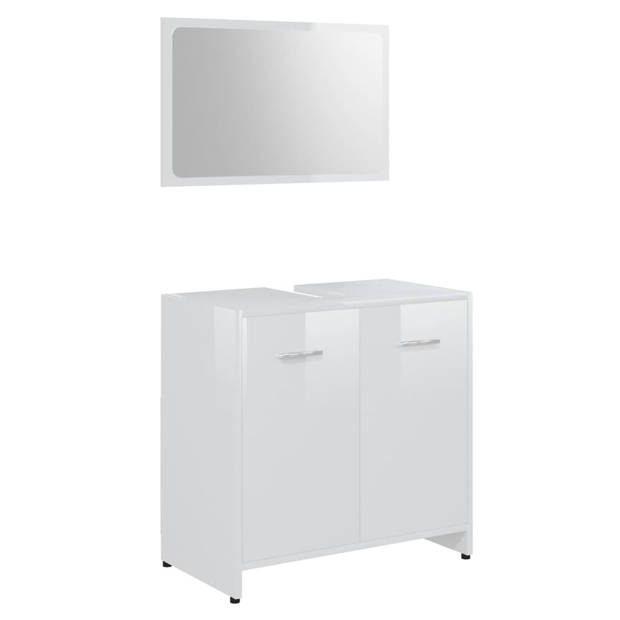 The Living Store Badkamermeubelset - Hoogglans wit - 60 x 33 x 61 cm - Spiegel 60 x 37 cm - 1 vak en 2 deuren