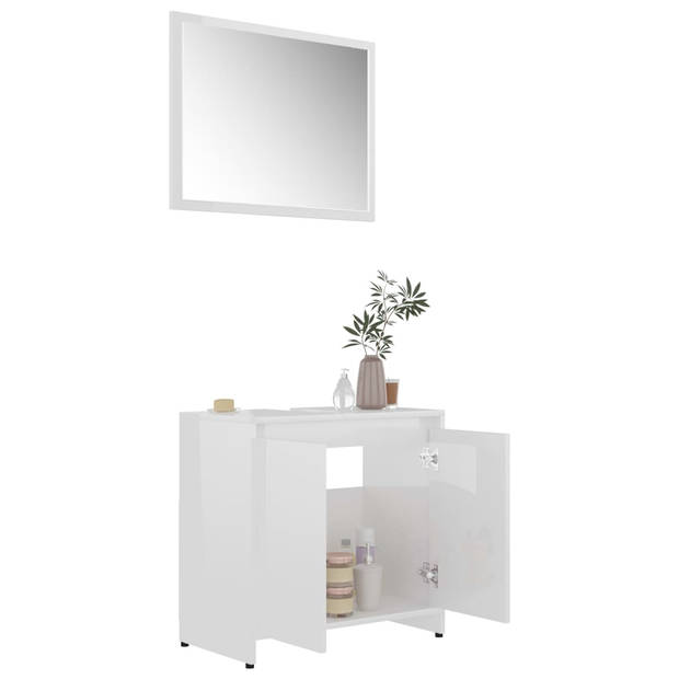 The Living Store Badkamermeubelset - Hoogglans wit - 60 x 33 x 61 cm - Duurzaam spaanplaat