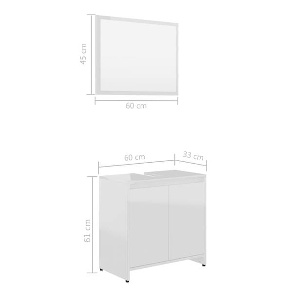 The Living Store Badkamermeubelset - Hoogglans wit - 60 x 33 x 61 cm - Duurzaam spaanplaat