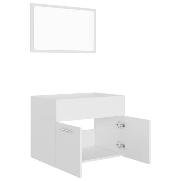 The Living Store Badkamermeubelset - Spaanplaat - Wit - 60 x 38.5 x 46 cm - Inclusief spiegel