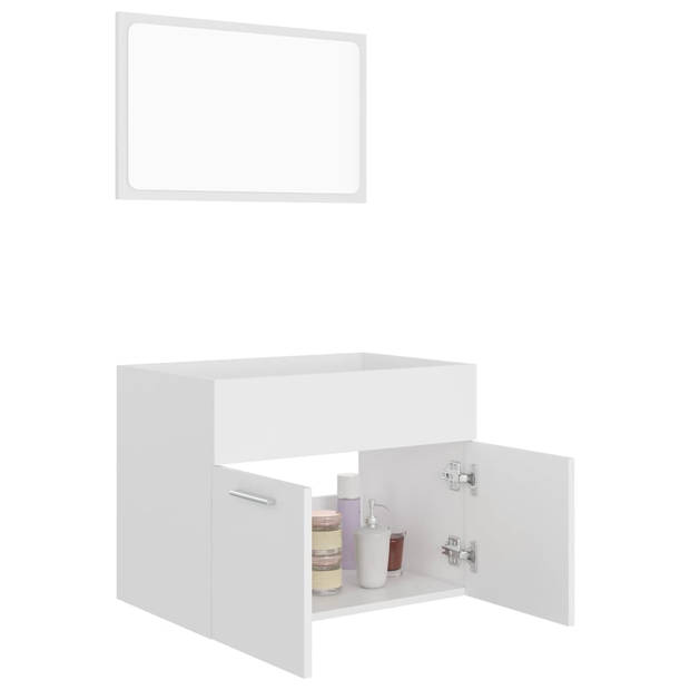 The Living Store Badkamermeubelset - Spaanplaat - Wit - 60 x 38.5 x 46 cm - Inclusief spiegel