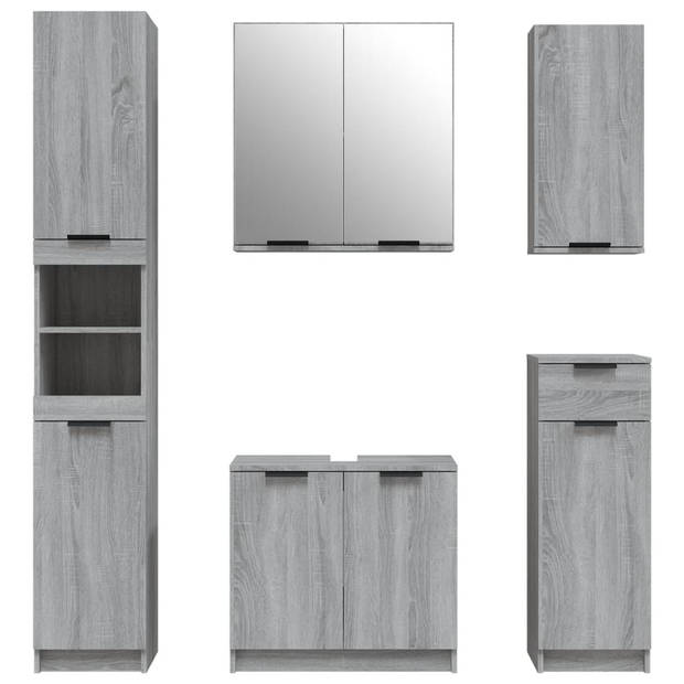 The Living Store Badkamermeubelset - Grijs Sonoma Eiken - 32 x 34 x 90 cm - Trendy ontwerp