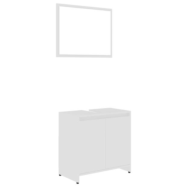 The Living Store Badkamermeubelset - wit bewerkt hout - spiegel 60 x 45 cm - kast 60 x 33 x 61 cm