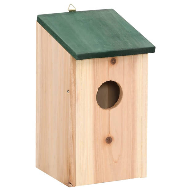 The Living Store Vogelhuisjes - Hout - Set van 10 - 12 x 12 x 22 cm - Groen dak