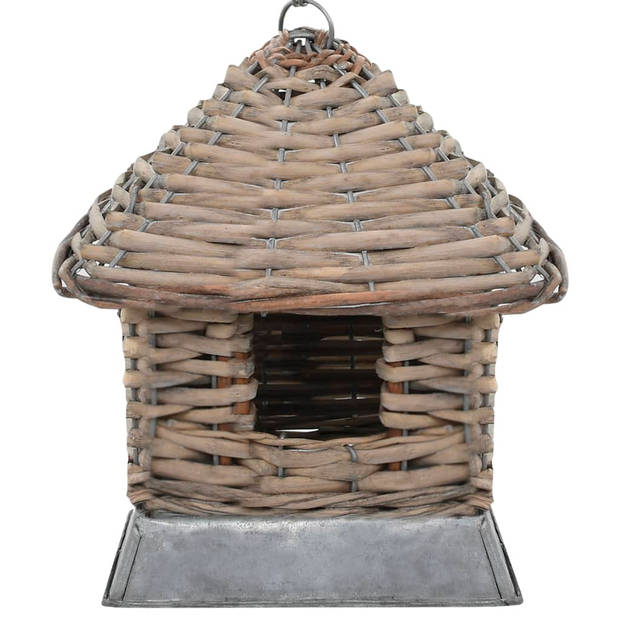 The Living Store Rieten Vogelhuisjes - Set van 3 - Gietijzer en Wicker - 17x17x19 cm - Handgemaakt