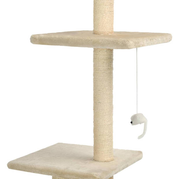 The Living Store Kattenboom Beige - 70 x 58 x 260 cm - Met huisje - tunnels - krabpalen en platformen