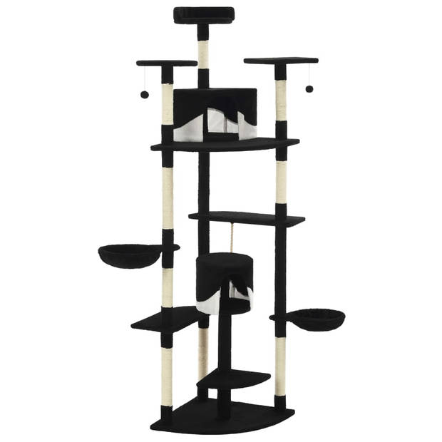 The Living Store Kattenboom - Kattenspeelcentrum - 103 x 77 x 203 cm - Zwart en wit