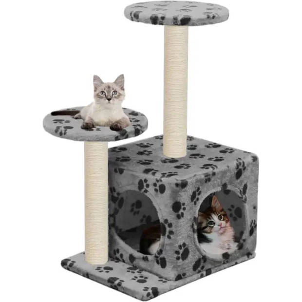 The Living Store Kattenboom - Krabpaal met huisje en platformen - 40 x 30 x 60 cm