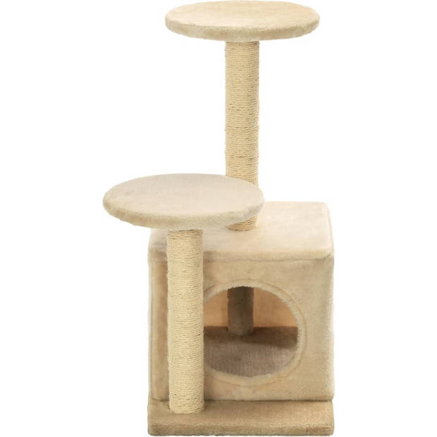 The Living Store Kattenboom - Beige - 40 x 30 x 60 cm - Krabpalen - platformen en huisje - Geschikt voor kittens