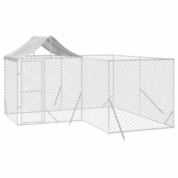 The Living Store Kennel Outdoor - 4x4x2.5m - Staal/Polyetheen - Beschermend dak - Afsluitbare deur