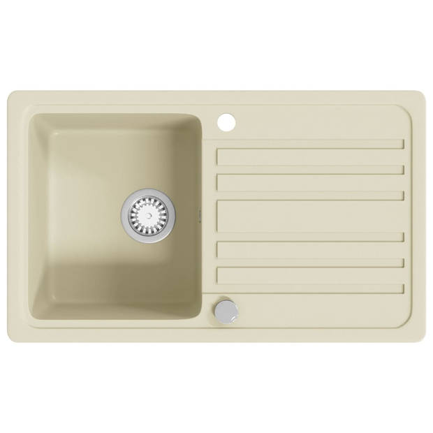 The Living Store Granieten Keukengootsteen - Beige - 765 x 460 mm - Hittebestendig - Kras- en slagvast