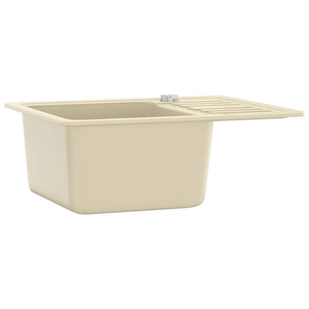 The Living Store Granieten Keukengootsteen - 575x460x280mm - Beige - Hittebestendig - Kras- en slagvast