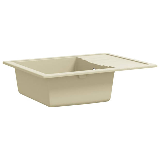 The Living Store Granieten Keukenspoelbak - Beige - 580x440x164mm - Hittebestendig - Krasbestendig - Omkeerbaar