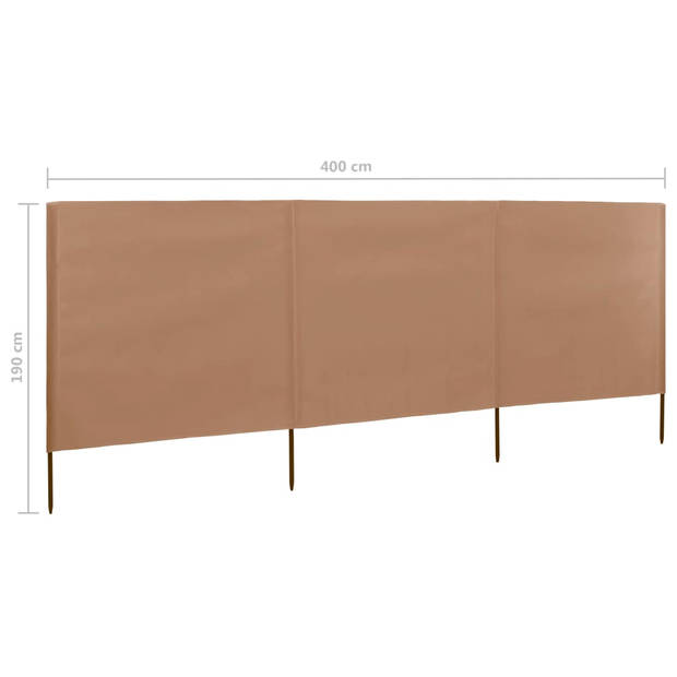 The Living Store Inklapbaar Windscherm - 400 x 160 cm - Nonwoven Stof en Hout