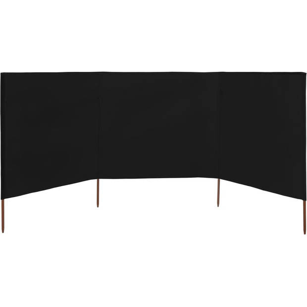 The Living Store Inklapbaar Windscherm - 3-panelig - 400 x 120 cm - zwart