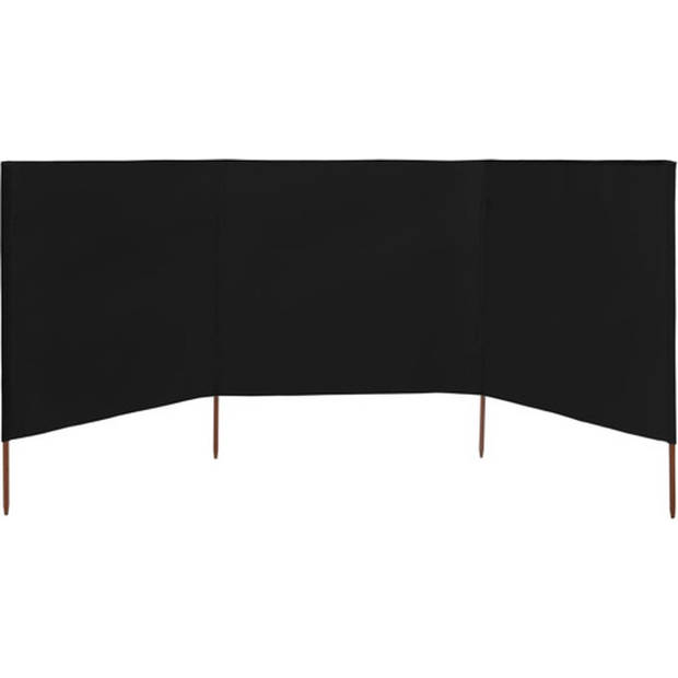 The Living Store Inklapbaar Windscherm - 3-panelig - 400 x 120 cm - zwart