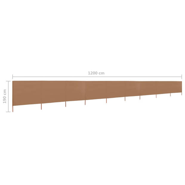 vidaXL Windscherm 9-panelen 1200x160 cm stof taupe