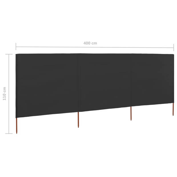 vidaXL Windscherm 3-panelen 400x80 cm stof antraciet