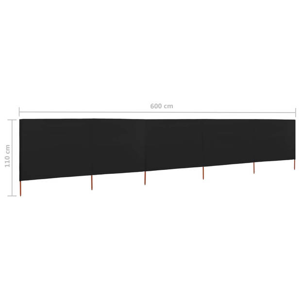 The Living Store Windscherm 5-panelig - 600 x 80 cm - inklapbaar - nonwoven stof