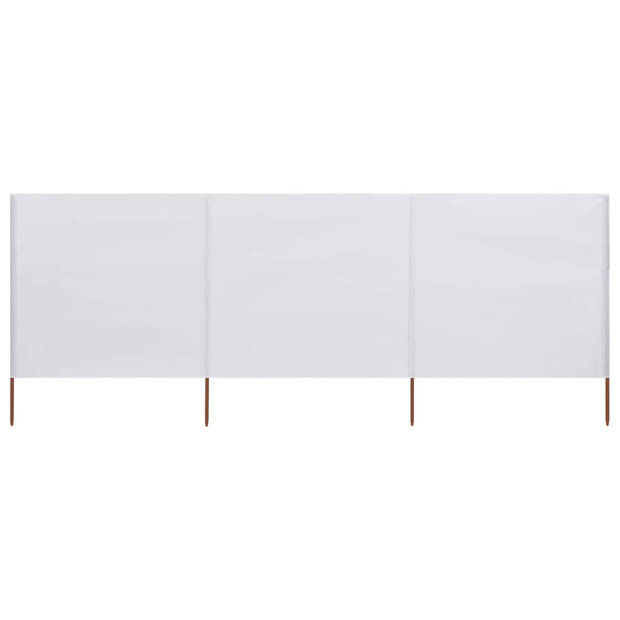 The Living Store Inklapbaar Windscherm - 400 x 120 cm - Duurzaam - Wit - Nonwoven stof en Houten paal