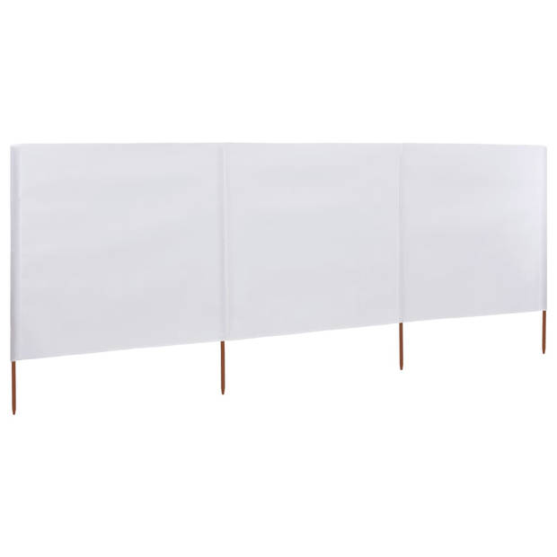 The Living Store Inklapbaar Windscherm - 400 x 120 cm - Duurzaam - Wit - Nonwoven stof en Houten paal